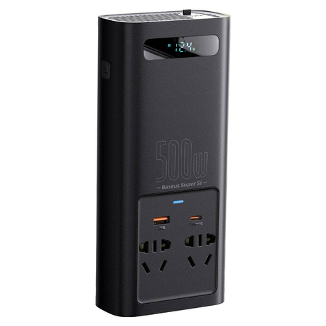 Baseus Auto-Wechselrichter 150W 12V / 500W 220V (EU- und CN-Stecker) schwarz (CGNB000101)