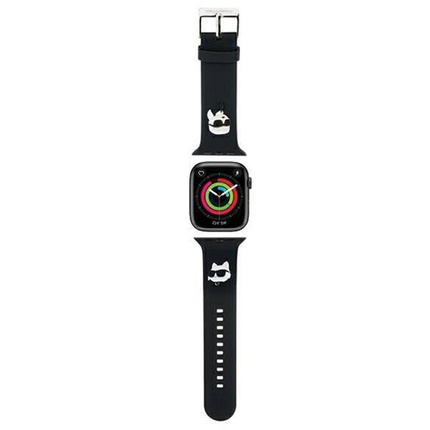 Armband für APPLE WATCH 4 / 5 / 6 / 7 / 8 / SE (38 / 40 / 41 MM) Karl Lagerfeld Strap 3D Rubber Karl&Choupette Heads (KLAWMSLKCNK) schwarz