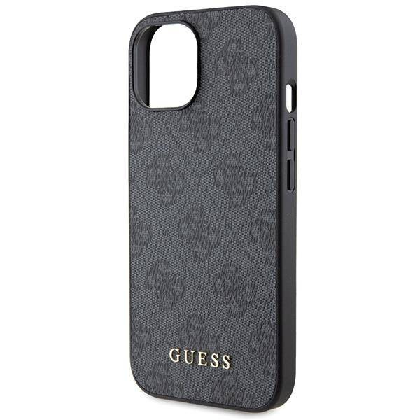Guess 4G Metal Gold Logo Hülle für iPhone 15 – Grau