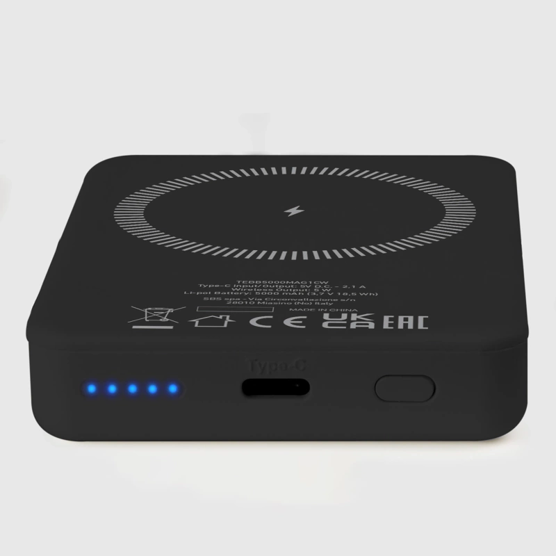 Powerbank beprzewodowy SBS TEBB5000MAG1CK 5000 mAh USB-C, kompatybilny z MagSafe - czarny
