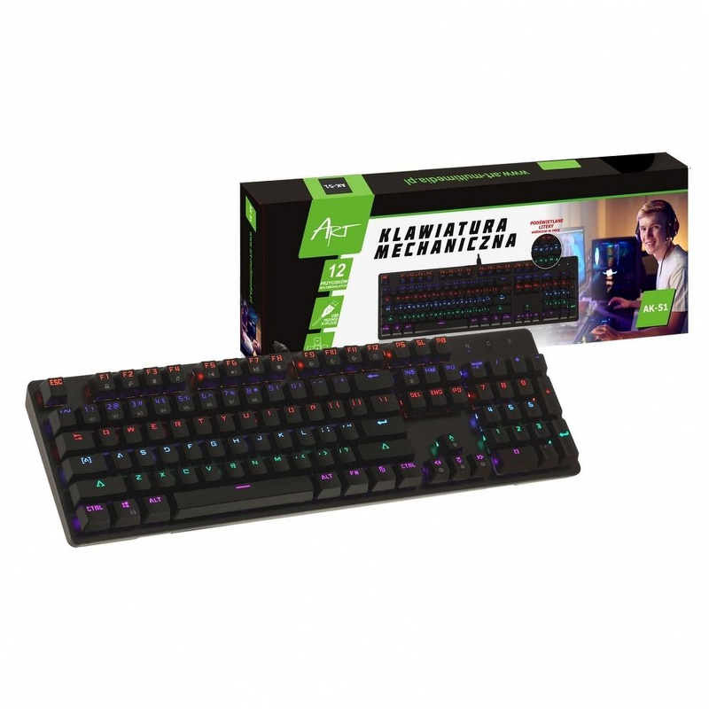 Klawiatura USB mechaniczna GAMING z podświetlaniem AK-51