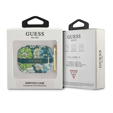 Schutzhülle APPLE AIRPODS PRO Guess AirPods Flower Strap Collection (GUAPHHFLN) grün