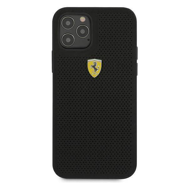 Ferrari FESPEHCP12MBK iPhone 12 Pro / iPhone 12 czarny/black hardcase On Track Perforated