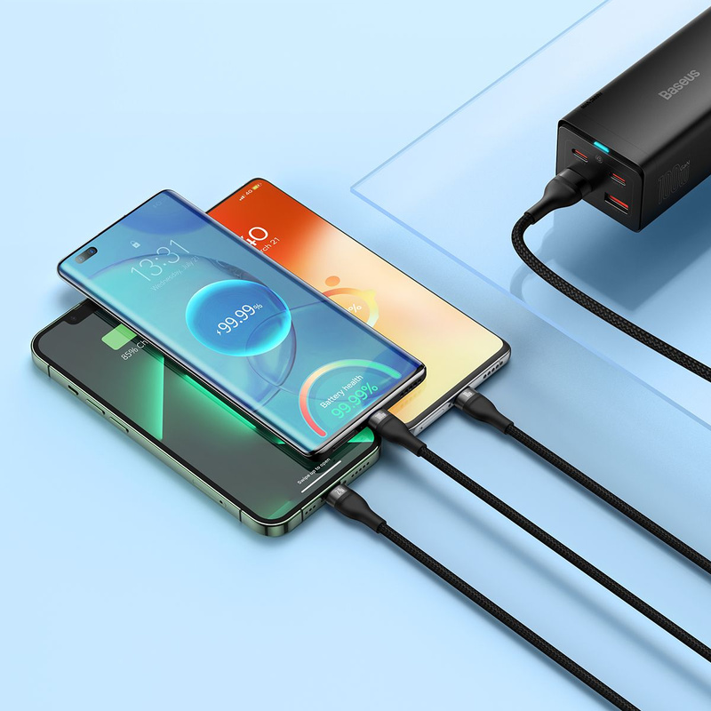 Baseus Flash Series Ⅱ One-for-three Fast Charging Data Cable USB to M+L+C 100W 1.2m Black