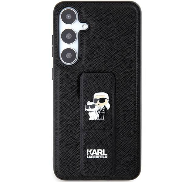 Oryginalne Etui KARL LAGERFELD hardcase Gripstand Saffiano Karl&Choupette Pins KLHCS24SGSAKCPK do Samsung Galaxy S24 czarny