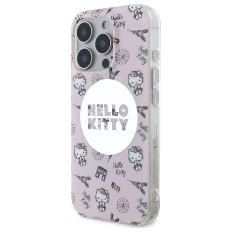 Original Case IPHONE 16 PRO MAX Hello Kitty Hardcase IML All Over Paris MagSafe (HKHMP16XHAOPP) pink