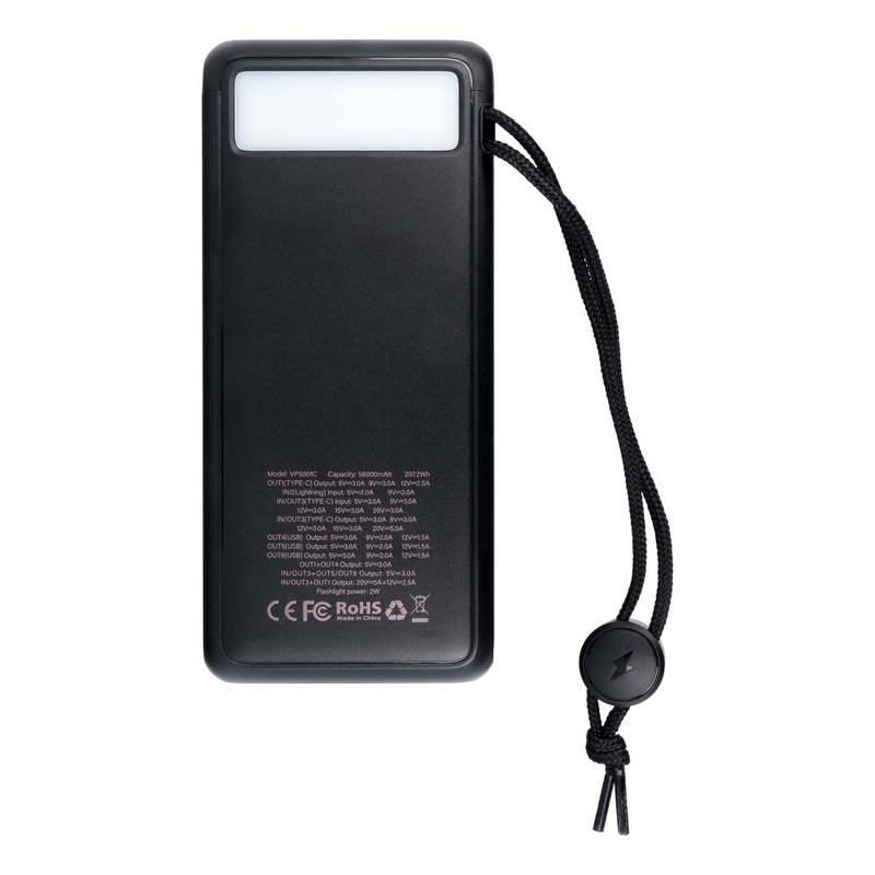 Bateria zewnętrzna (Powerbank) VEGER Tank Boost - 56 000mAh LCD Quick Charge PD 130W czarny (W5001C)