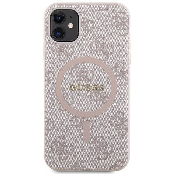 Oryginalne Etui GUESS Hardcase GUHMN61G4GFRP do iPhone 11 (Kompatybilny z Magsafe / 4G Ring classic logo / różowy)