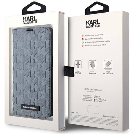 Karl Lagerfeld KLBKP14XSAKLHPG iPhone 14 Pro Max 6.7" bookcase silver/silver Saffiano Monogram