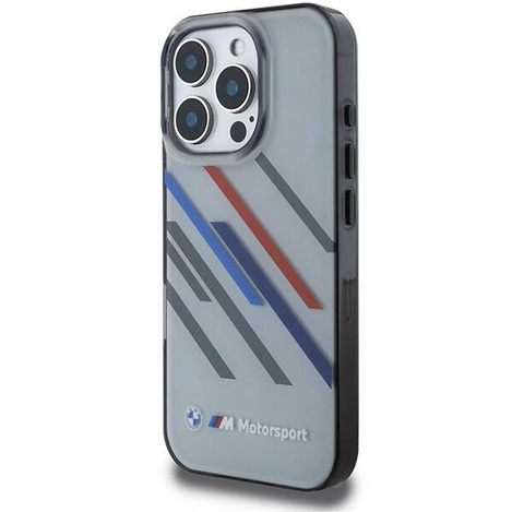 Original Handyhülle IPHONE 16 PRO MAX BMW Hardcase Motosport IML Random Stripes (BMHCP16X23HTRAG) grau