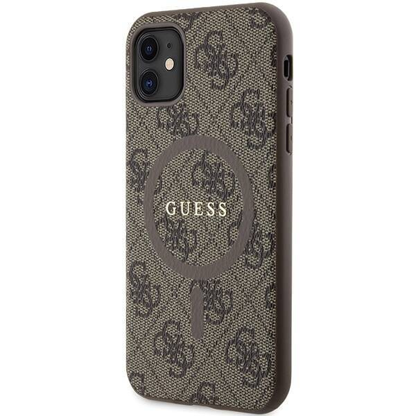 Oryginalne Etui GUESS Hardcase GUHMN61G4GFRW do iPhone 11 (Kompatybilny z Magsafe / 4G Ring classic logo / brązowy)