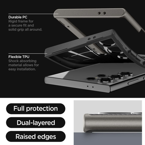 Spigen Neo Hybrid-Hülle für Samsung Galaxy S24 Ultra – Metallic-Grau
