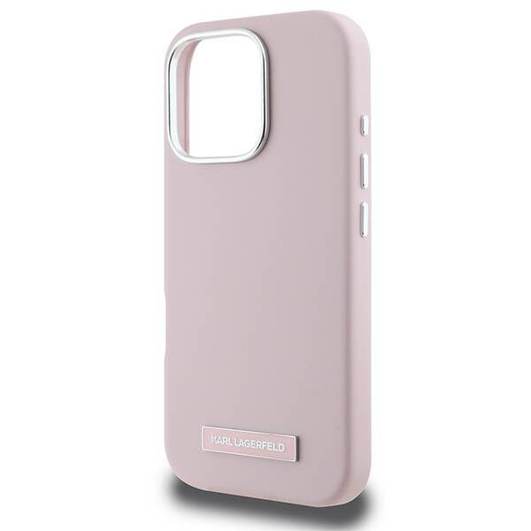 Karl Lagerfeld nakładka do iPhone 16 Pro Max 6,9" KLHMP16XPGMSRPP różowa Hardcase FW Metal Plate MagSafe