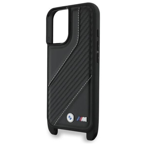 Original Handyhülle IPHONE 16 PLUS BMW Hardcase M Edition Carbon Stripe & Strap (BMHCP16M23PSCCK) schwarz