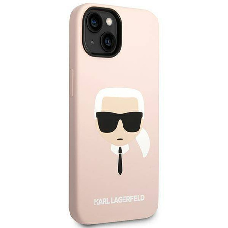 Original Handyhülle IPHONE 14 PLUS Karl Lagerfeld Hardcase Silicone Karl`s Head Magsafe hell-pink