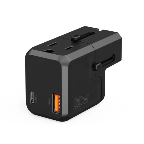Choetech PD6038 USB-C USB-A PD 20W Reiseladegerät USA EU UK AU – Schwarz