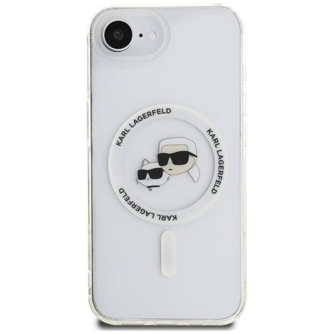 KARL LAGERFELD futerał do IPHONE 16e (SE 4 2025) kompatybilny z MagSafe KLHMPSE4HLSKCH (IML Metal KC Heads) biały