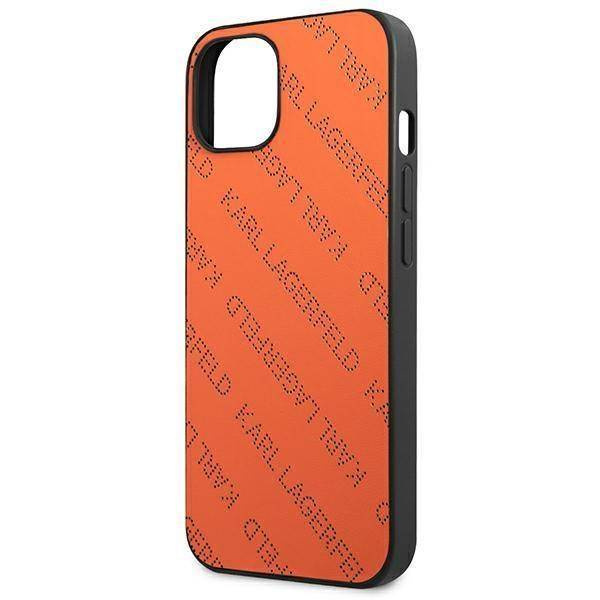 Oryginalne Etui IPHONE 13 Karl Lagerfeld Hardcase Perforated Allover (KLHCP13MPTLO) pomarańczowe
