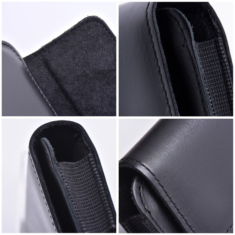 Skórzana uniwersalna kabura pozioma do paska - ROYAL / czarny - Rozmiar 2XL - do SAMSUNG A21s / S20 ULTRA / S21 ULTRA / A70 / A71 / XIAOMI REDMI 9 / HUAWEI P SMART PRO