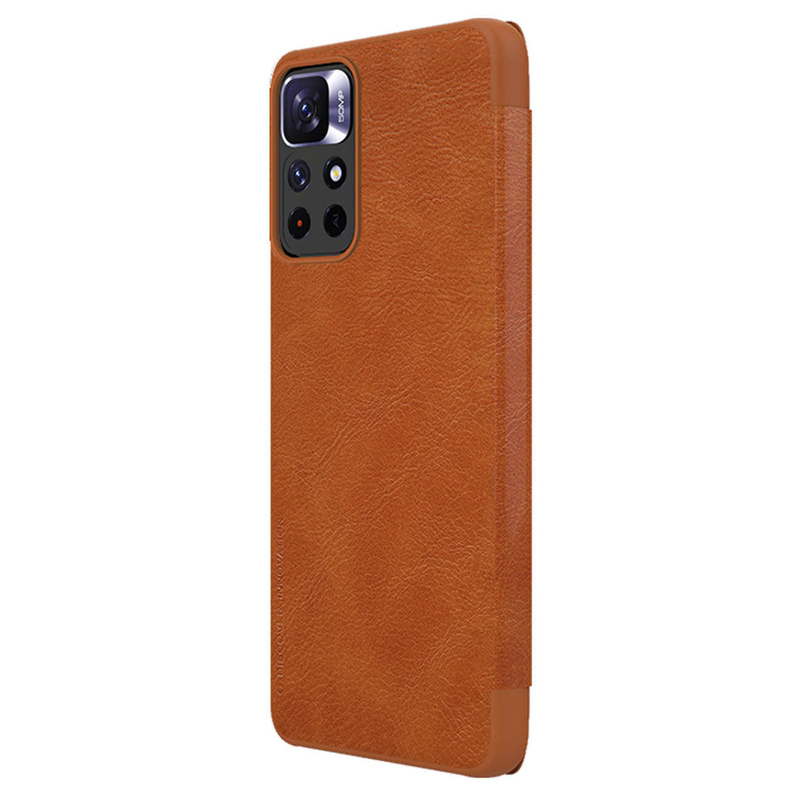 Nillkin Qin Case Case für Xiaomi Poco M4 Pro 5G Kameraschutz Holster Cover Flip Cover Braun