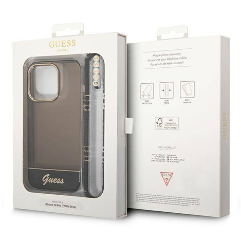 Guess GUHCP14LHGCOHK iPhone 14 Pro 6.1 "schwarz / schwarzes Hardcase Translucent Pearl Strap