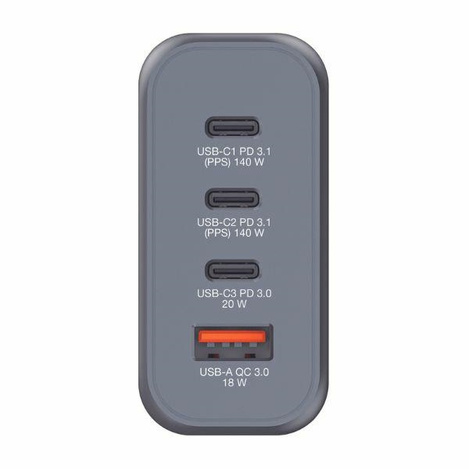 Verbatim Ładowarka sieciowa GaN 140W 3xUSB-C/USB-A + Adapter EU/UK/US GNC-140 32203