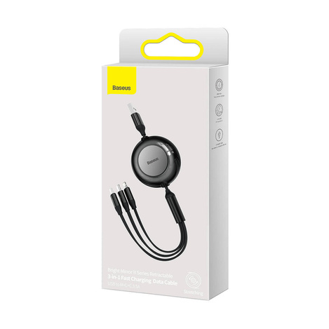 Baseus Bright Mirror 2 3in1 USB Type A cable - micro USB + Lightning + USB Type C 3.5A 1.1m black (CAMJ010001)