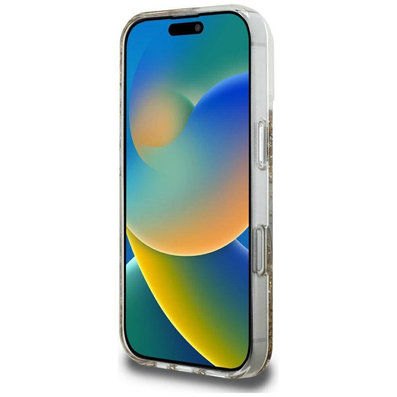 GUESS futerał do IPHONE 16 Pro Max kompatybilny z MagSafe GUHMP16XRGRGED (Resin Bottom Glitter) złoty