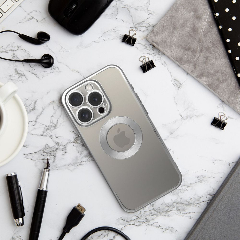 Futerał GLAM do IPHONE 15 Pro Max srebrny