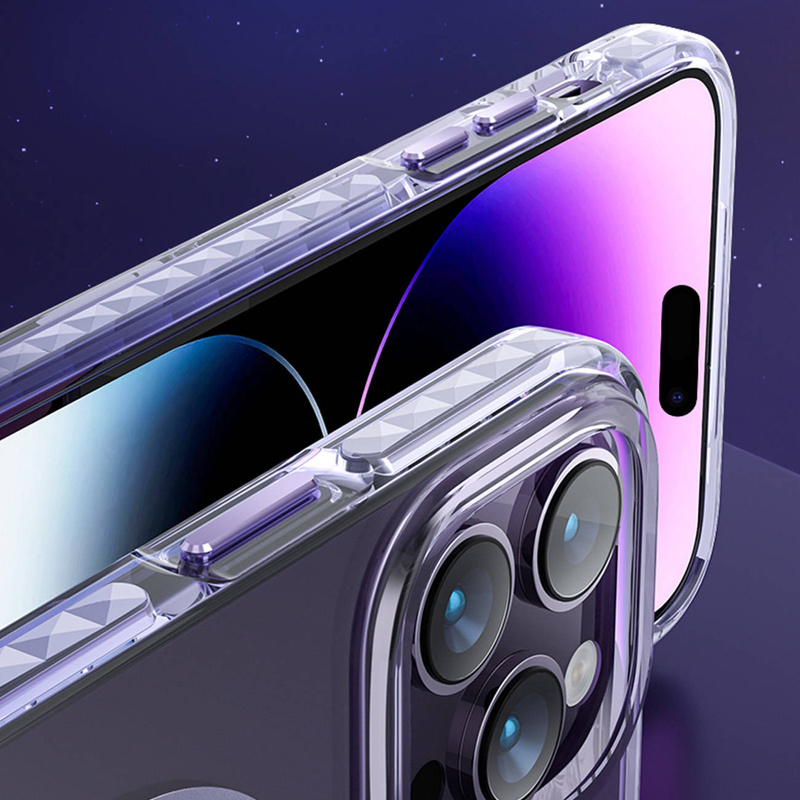 Kingxbar PQY Ice Crystal Series Magnethülle für iPhone 14 Plus MagSafe grau