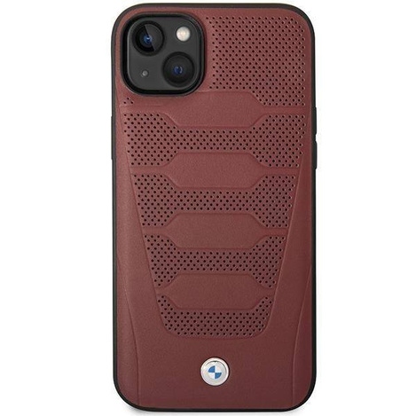 Oryginalne Etui IPHONE 14 BMW Leather Seats Pattern MagSafe (BMHCP14S22RPSR) burgundowe