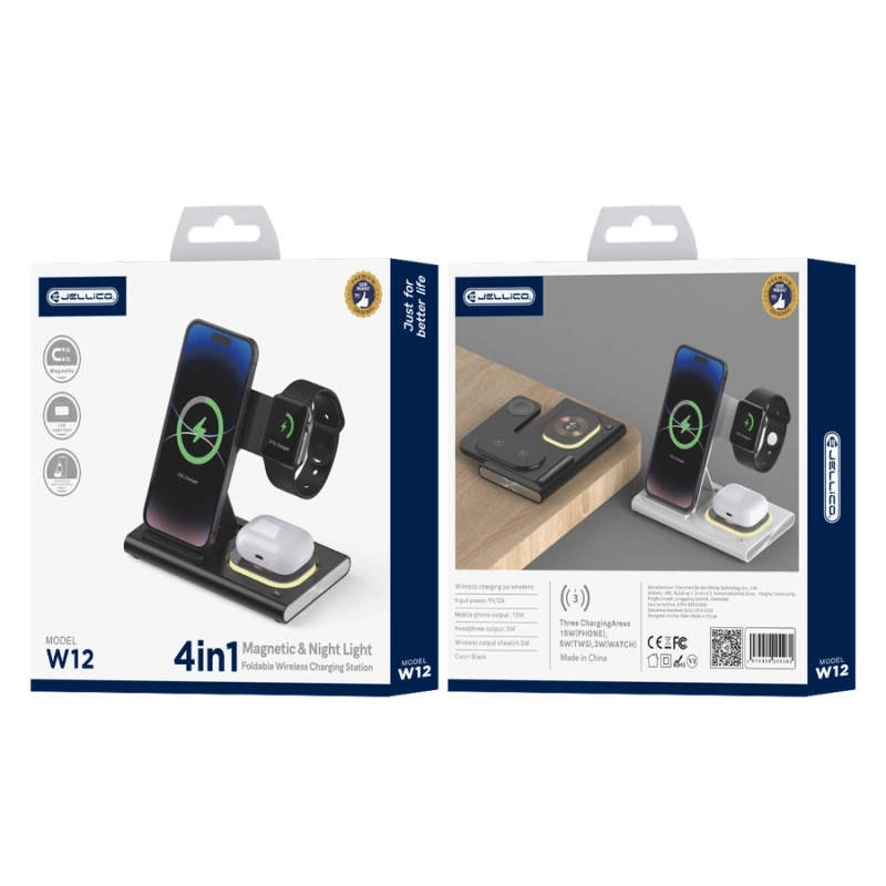 JELLICO wireless charger 3in1 W12 15W Black