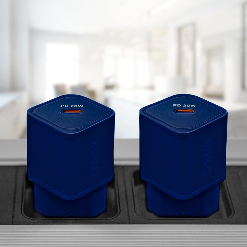 Ładowarka sieciowa SBS TETRGAN1C20B 20W GaN z Power Delivery - niebieska