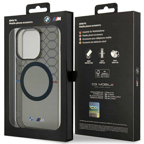 Case BMW BMHMP14XHGPK iPhone 14 Pro Max 6.7" grey/grey hardcase Pattern MagSafe