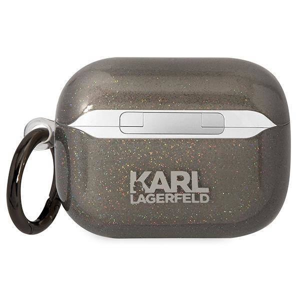 Original Handyhülle APPLE AIRPODS PRO Karl Lagerfeld Gliter Karl&Choupette (KLAPHNKCTGK) schwarz