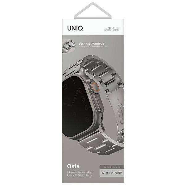 Armband für APPLE WATCH 4 / 5 / 6 / 7 / 8 / SE / ULTRA (42 / 44 / 45 / 49 MM) UNIQ Osta Stainless Steel silber