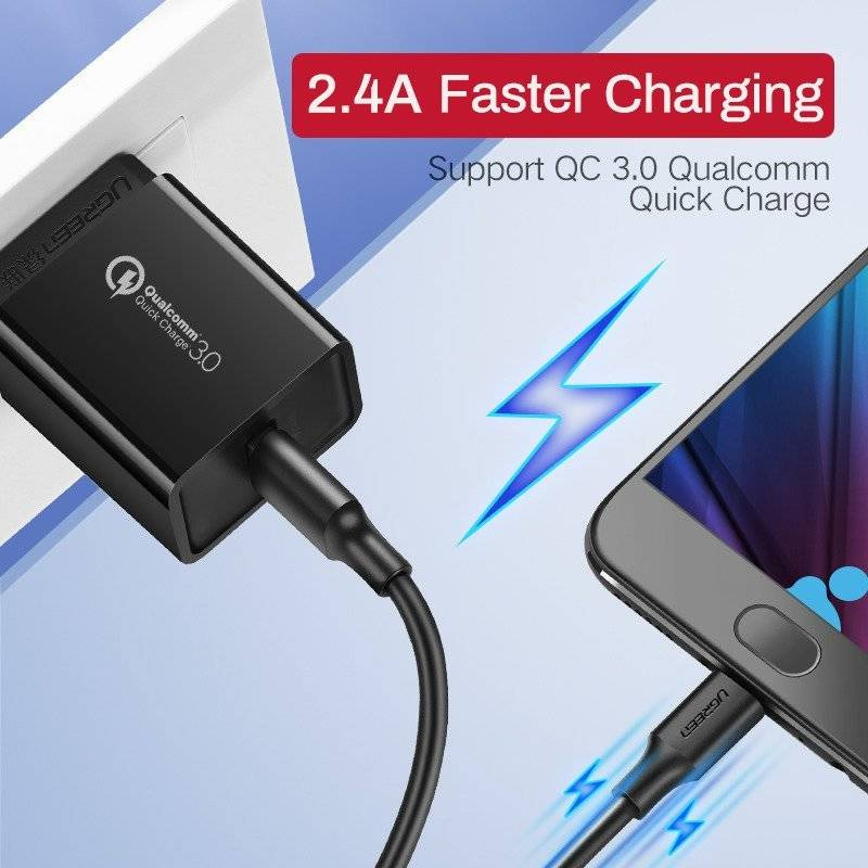 Micro USB cable UGREEN QC 3.0 2.4A 0.5m (white)