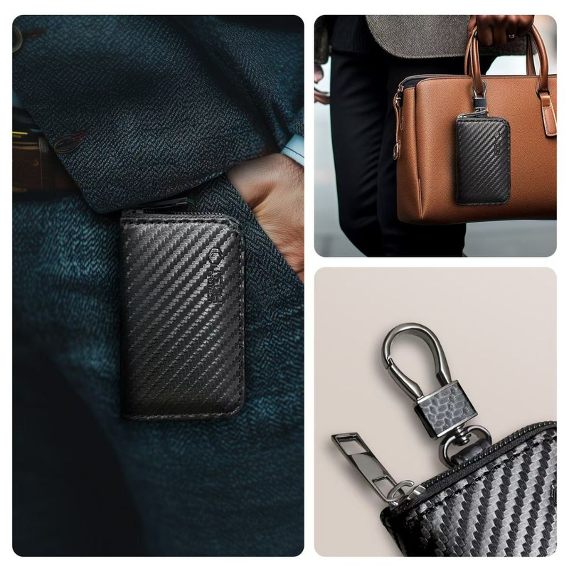 KLATKA FARADAYA TECH-PROTECT KLR300 POUCH KEYLESS RFID SIGNAL BLOCKER CASE CARBON