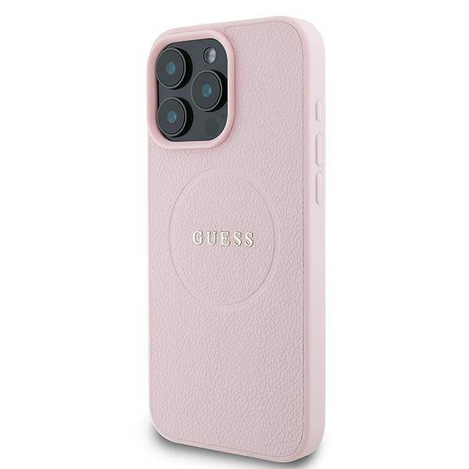 Original Case IPHONE 15 PRO MAX Guess PU Grained Gold Ring MagSafe (GUHMP15XPGHSMMP) pink