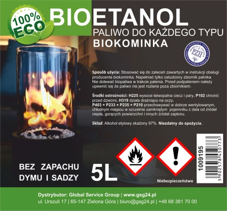 Bioalkohol, Bioethanol, BIO-Brennstoff für Biokamin, 5 l