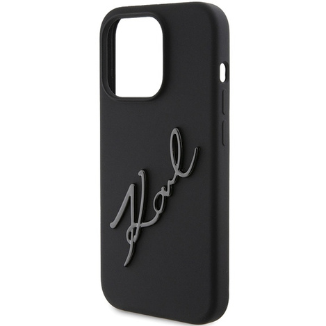 Karl Lagerfeld Silikon Karl Script Hülle für iPhone 15 Pro – Schwarz