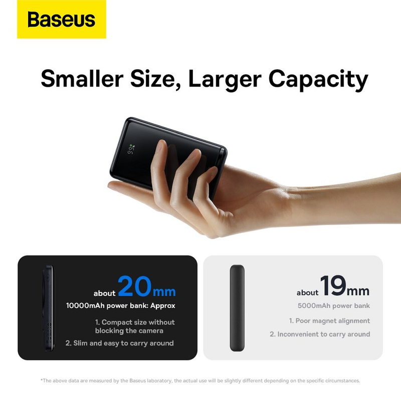 Baseus Magnetic Bracket powerbank z bezprzewodowym ładowaniem MagSafe 10000mAh 20W Overseas Edition niebieski (PPCX000203) + kabel USB Typ C Baseus Xiaobai Series 60W 0,5m