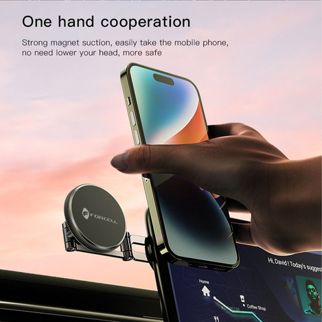 FORCELL F-Grip IronSecure uchwyt samochodowy do szyby/deski kompatybilny z MagSafe czarny