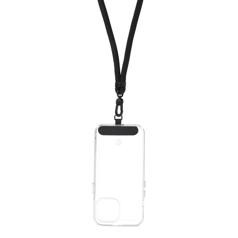 Zawieszka SWING (8mm) do telefonu z regulacją długości / długość sznura 165cm (max 82,5cm w pętli) / na ramię lub szyję - czarny