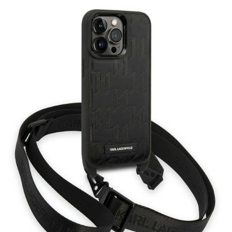 Karl Lagerfeld Monogram Plaque Logo Strap - Etui iPhone 14 Pro (czarny)