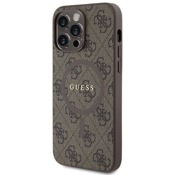 Oryginalne Etui GUESS Hardcase GUHMP15LG4GFRW do iPhone 15 Pro (Kompatybilny z Magsafe / 4G Ring classic logo / brązowy)