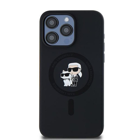 Oryginalne Etui KARL LAGERFELD hardcase Silicone Karl & Choupette Ring MagSafe KLHMP15XSCMKCRHK do Iphone 15 Pro Max czarny