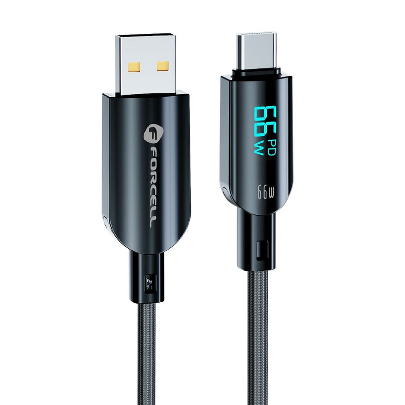 Kabel USB A do USB C Forcell F-Energy QC4.0 PD 3A 66W Digital 1,2 m C272 czarny