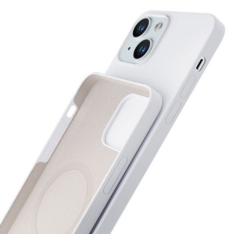 Apple iPhone 15 - 3mk Hardy Silikon MagCase Silber-Weiß