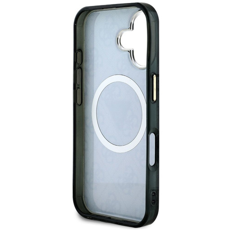 GUESS futerał do IPHONE 16 kompatybilny z MagSafe GUHMP16SHG4PRTGK (IML Metal Glitter 4G Circle Triangle) czarny